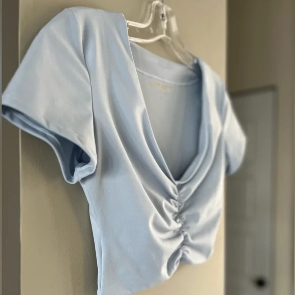 L*Space Blue Ruched Crop Top - Picture 9 of 13